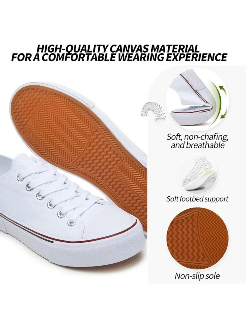 Women's White Lightweight Low Top Lace Up Casual Fashion Walking Sneakers